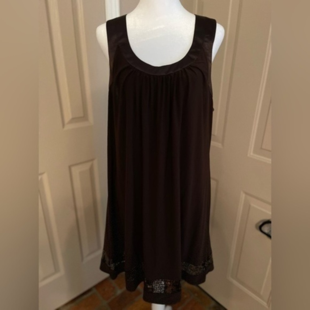 OC by Oleg Cassini cocktail dress with satin & sequin trim.